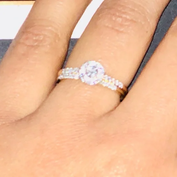 10k solid gold real solitaire diamond engagement bridal ring set free appraisal! - Picture 13 of 13